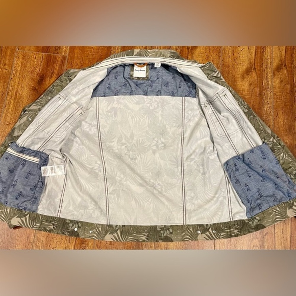 Tommy Bahama Large Boracay Como Camo Trucker Jacket 380 Tea Leaf green - Picture 8 of 15